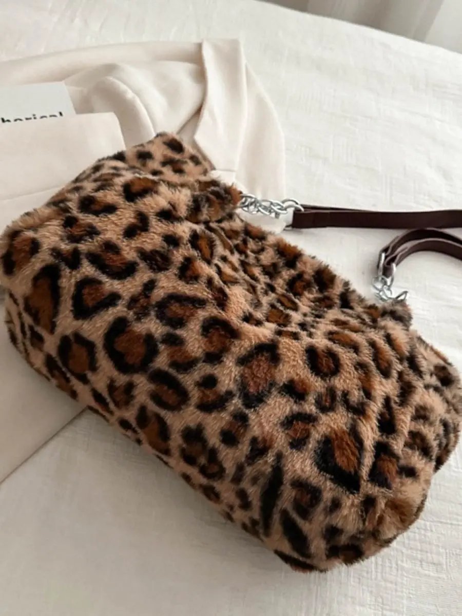 Faux Fur Leopard Shoulder Bag - Love Salve